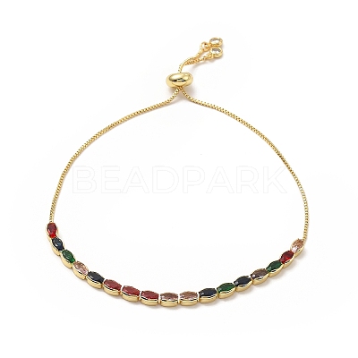 Adjustable Rack Plating Brass Cubic Zirconia & Box Chain Bracelets BJEW-A132-23G-1
