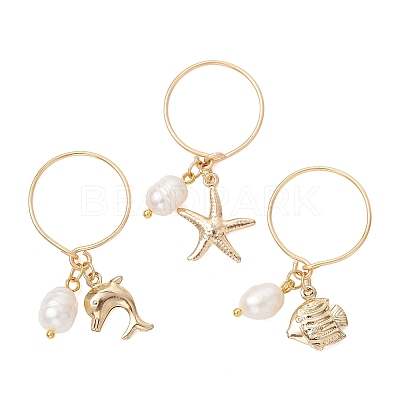 3Pcs 3 Styles Ocean 304/316 Stainless Steel Finger Rings RJEW-JR01005-1