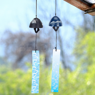 2Pcs 2 Style Japanese Cast Iron Bell Wind Chimes HJEW-BC0001-47A-1