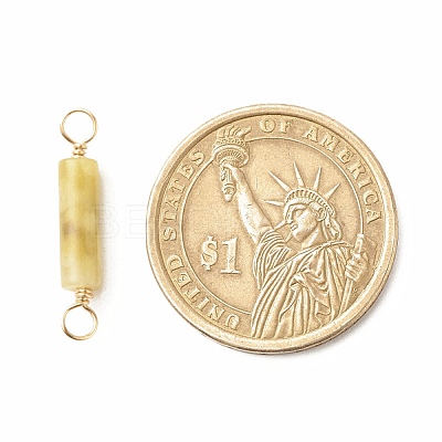 Natural Topaz Jade Connector Charms PALLOY-JF01454-02-1