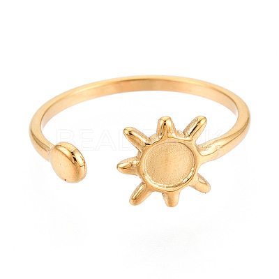 Sun 304 Stainless Steel Cuff Ring Components STAS-T066-34G-1