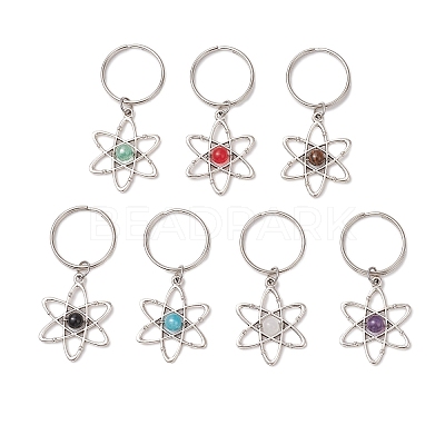 7Pcs Natural Gemstone Keychains KEYC-JKC01244-1