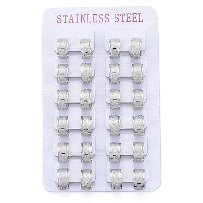 Tarnish Resistant Textured 304 Stainless Steel Huggie Hoop Earrings LS-EJEW-L252-017P-1
