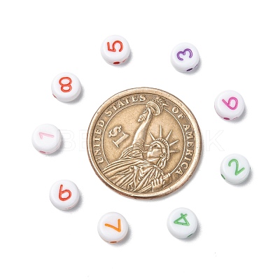 Opaque Acrylic Flat Round Beads SACR-Q100-M034-1