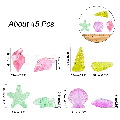 45Pcs 2 Style Transparent Acrylic Beads TACR-AR0001-03-1