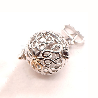 Brass Bead Cage Pendants KK-S751-005P-1-1