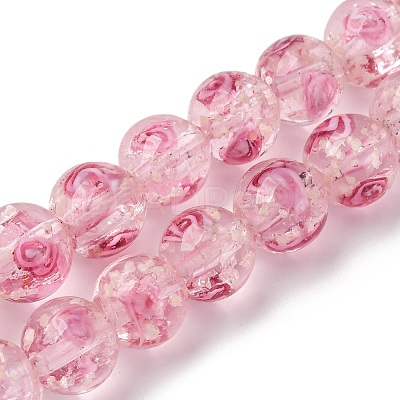 Luminous Handmade Glod Sand Lampwork Beads Strands LAMP-B028-03L-10mm-1