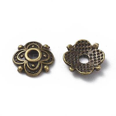4-Petal Tibetan Style Alloy Flower Bead Caps LS-TIBE-S222-AB-NR-1