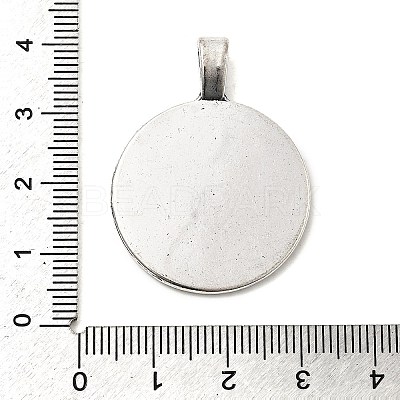 Flat Round Tibetan Style Alloy Pendant Cabochon Settings TIBEP-S293-051AS-LF-1