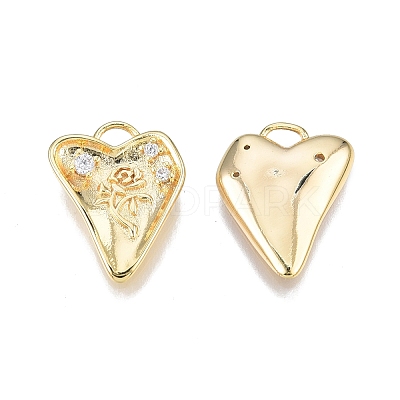 Brass Pave Clear Cubic Zirconia Charms KK-N231-347-1