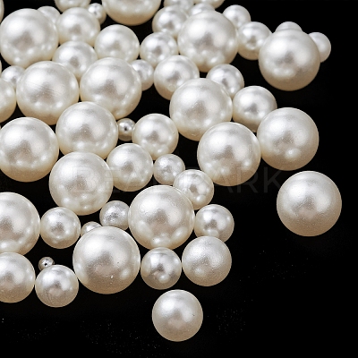 300Pcs 6 Sizes ABS Plastic Imitation Pearl Round Beads MACR-YW0002-67-1