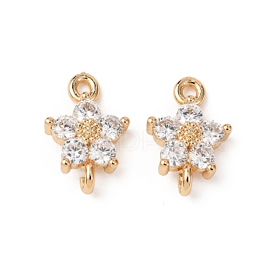 Brass Pave Cubic Zirconia Connector Charms ZIRC-L105-01G-01-1