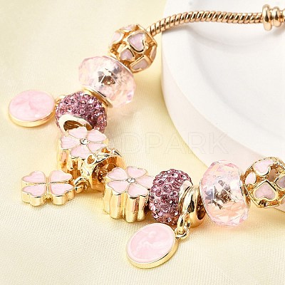 Alloy Enamel European Beads Charm Bracelets BJEW-F495-01G-1
