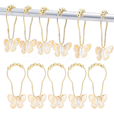 12Pcs Butterfly Acrylic with Iron Shower Curtain Rings for Bathroom HJEW-NB00292-1
