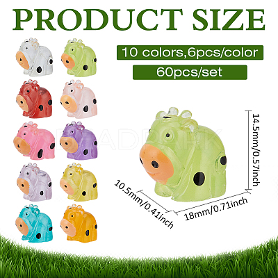 60Pcs 10 Colors Luminous Resin Dairy Cattle Display Decorations DJEW-MA0001-05-1
