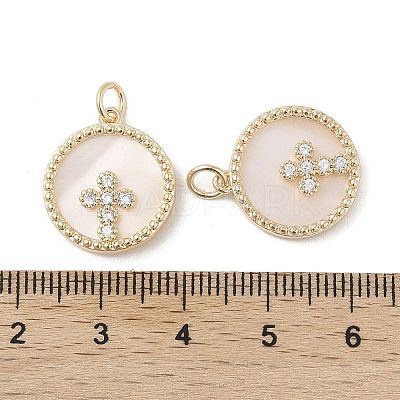 Brass Pendants Pave Shell KK-L208-76G-1