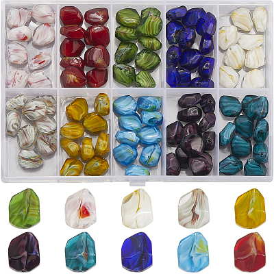 120Pcs 10 Colors Handmade Gold Sand Lampwork Beads Strands LAMP-PA0001-13-1