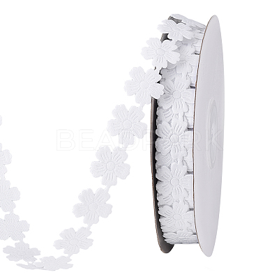 Polyester Flower Lace Trim Ribbon OCOR-WH0105-095-1