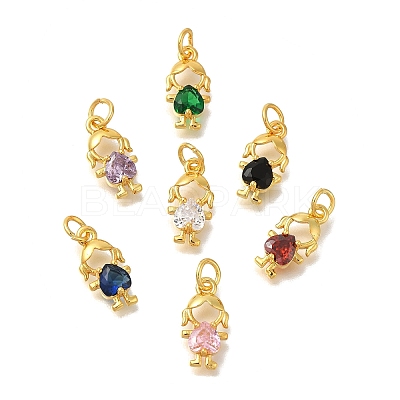 Rack Plating Brass Micro Pave Cubic Zirconia Charms KK-I716-25G-1