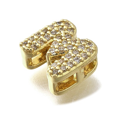Brass Micro Pave Cubic Zirconia Letter Multi-Strand Links KK-D295-32G-13-1