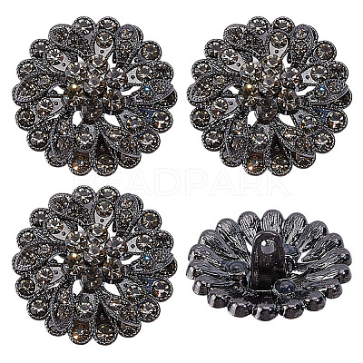 4Pcs 1-Hole Alloy Glass Shank Buttons FIND-DR0002-01B-1