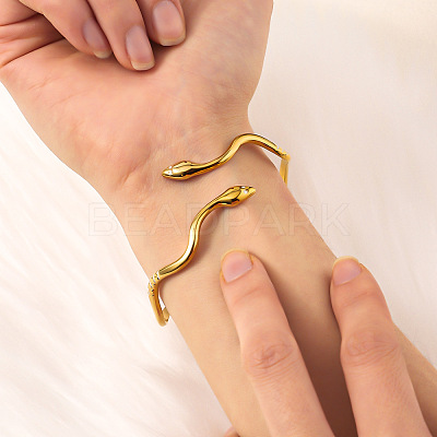 Snake 304 Stainless Steel Cuff Bangles FS-WGA46EE-01-1