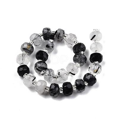 Natural Black Rutilated Quartz Beads Strands G-N327-08S-1