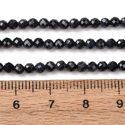 Natural Black Sapphire Beads Strands G-P625-3mm-01-1
