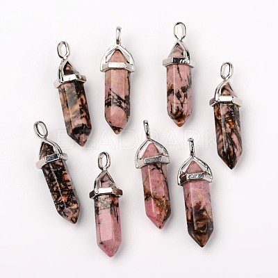 Natural Rhodonite Double Terminated Pointed Pendants G-F295-05D-1