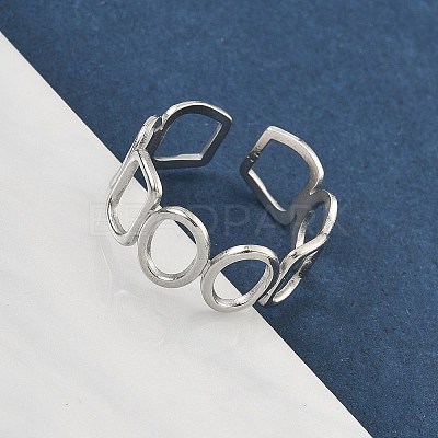 304 Stainless Steel Cuff Rings for Women RJEW-A079-08D-P-1