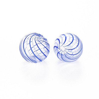 Transparent Handmade Blown Glass Globe Beads X-GLAA-T012-35C-07-1