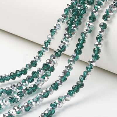 Electroplate Transparent Glass Beads Strands X-EGLA-A034-T8mm-M15-1