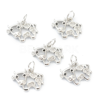 Brass Clear Cubic Zirconia Charms ZIRC-B010-22P-1