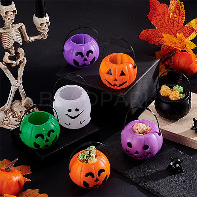 12Pcs Halloween Plastic Candy Bucket Ornament DJEW-WH0028-008-1