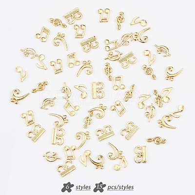 15 Sets 5 Colors Notes Symbol Alloy Cabochons DIY-OC0008-21-1