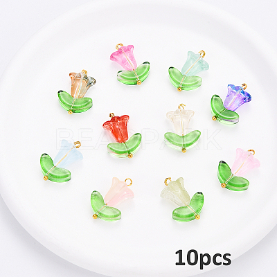 10Pcs Glass Pendants PALLOY-YW00040-10-1