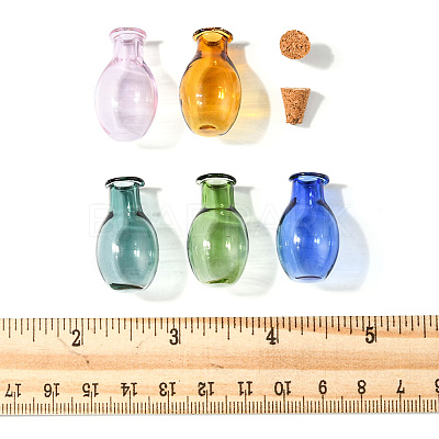 10Pcs 5 Colors Oval Glass Cork Bottles Ornament DJEW-FS0001-01-1