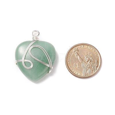 Natural Green Aventurine Pendants PALLOY-JF01663-02-1