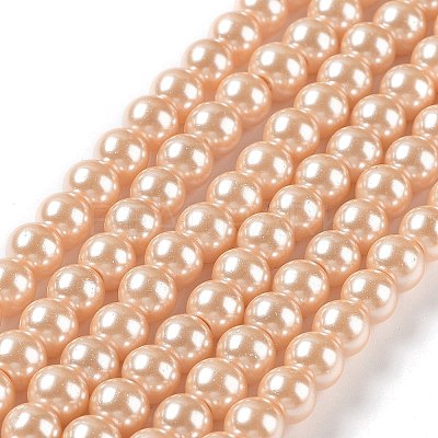 Baking Paint Pearlized Glass Pearl Round Bead Strands X-HY-Q003-6mm-18-1