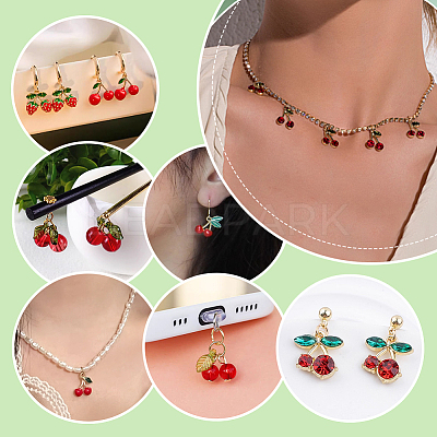 40Pcs 10 Styles Alloy Red Enamel & Alloy Rhinestone Pendants FIND-PH0060-34-1