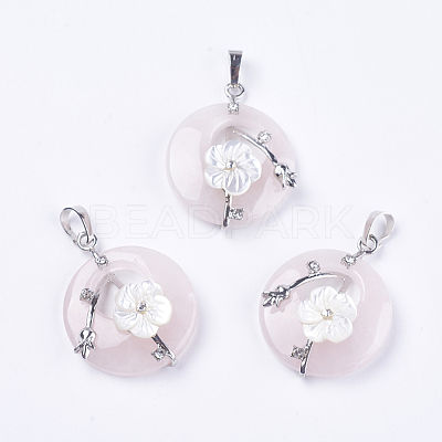 Natural Rose Quartz Pendants G-F546-A10-1