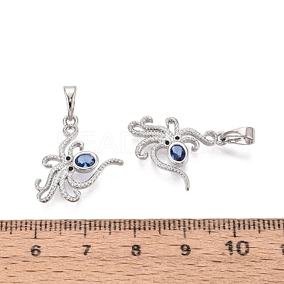 Brass Micro Pave Cubic Zirconia Pendants KK-Q073-09P-1