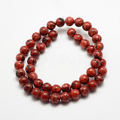 Natural Larvikite Beads Strands G-E382-8mm-M-1