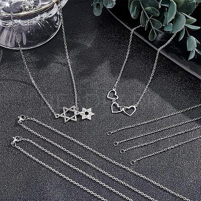 Half Finished 304 Stainless Steel Cable Chain Necklaces STAS-UN0038-66P-1