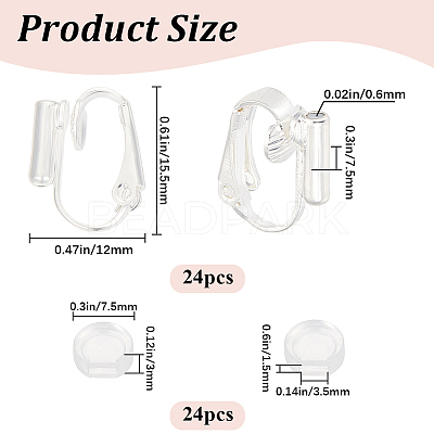 24Pcs Brass Clip-on Earring Converters Findings KK-SP0001-16S-1