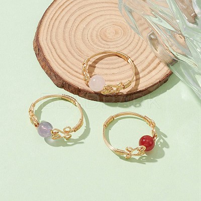Natural Mixed Gemstone Finger Ring RJEW-JR00579-1