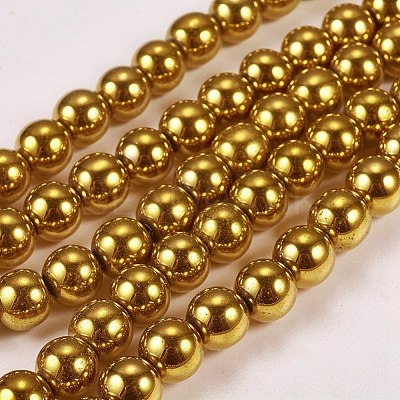 Electroplate Non-magnetic Synthetic Hematite Beads Strands G-J169A-8mm-04-1