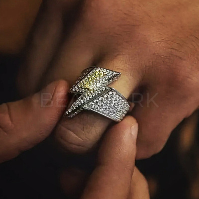 Brass Micro Pave Cubic Zirconia Finger Rings for Men WG532F7-01-1