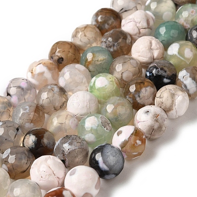 Dyed & Heated Natural Fire Crackle Agate Beads Strands G-P539-B01-20-1