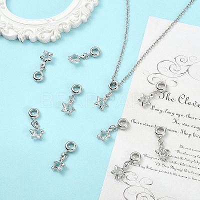 10Pcs Alloy Crystal Rhinestone Star European Dangle Charms MPDL-YW0001-06-1
